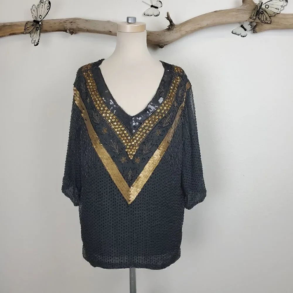Jean for Joseph le bon vintage beaded silk top